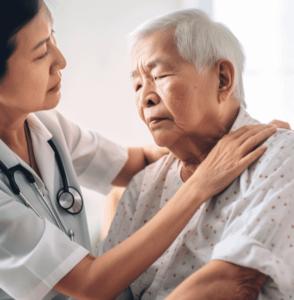 doctor checking for bedsores in nursing home