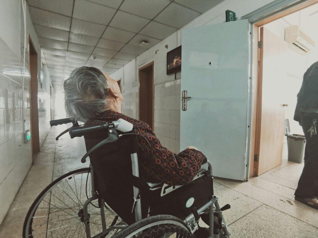 old lady in a wheelchair