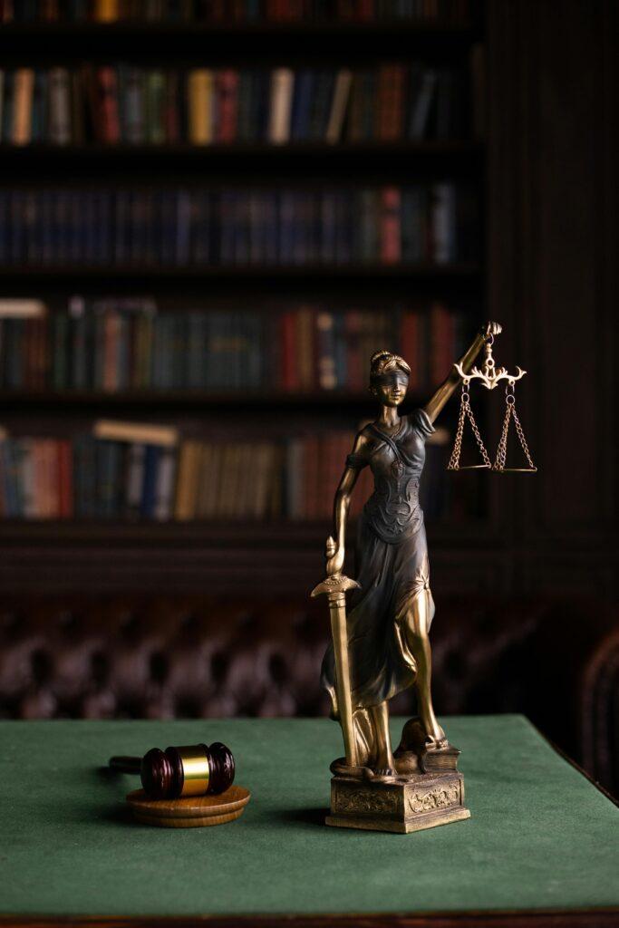 justice statue in an office