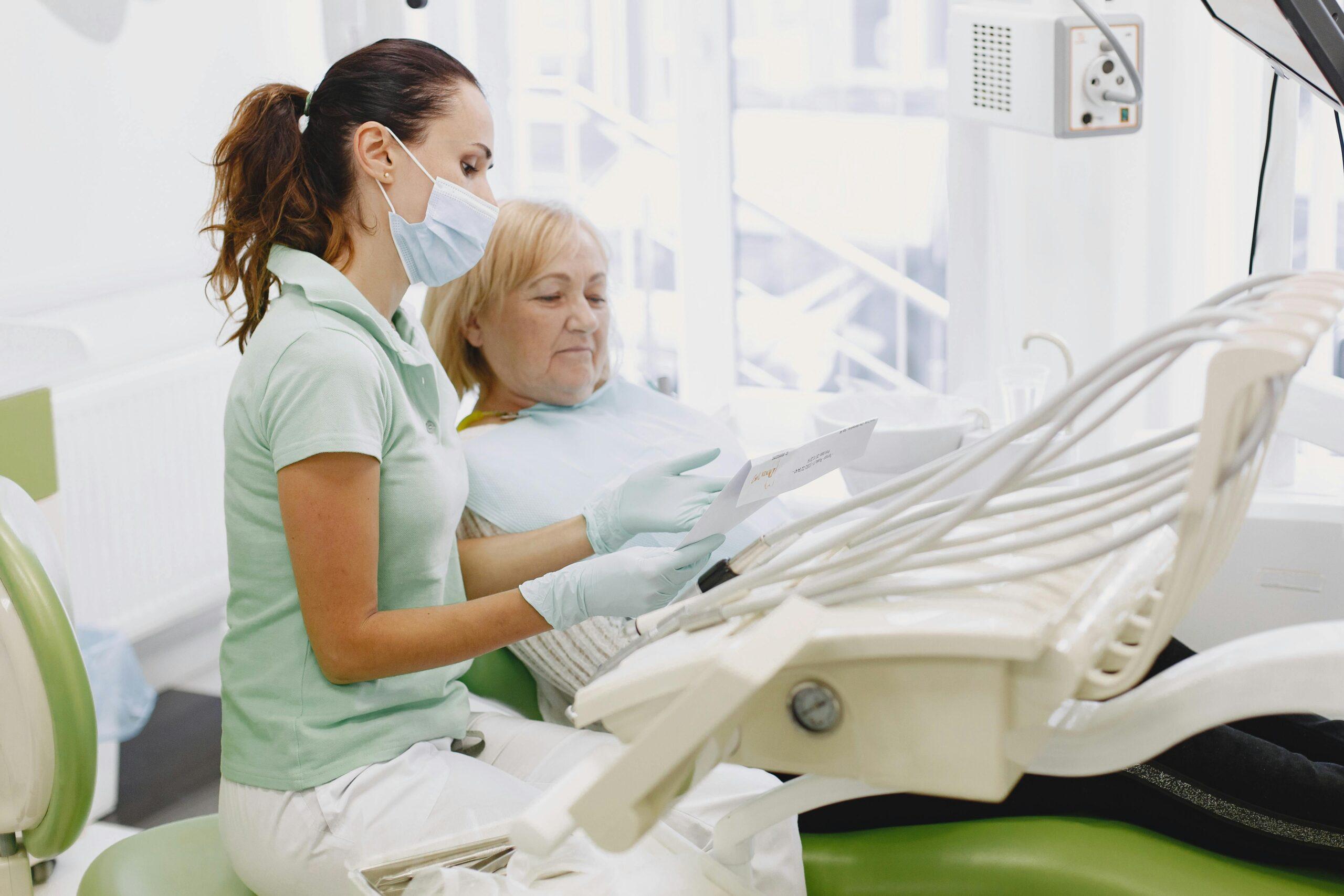 elderly woman at the dentist